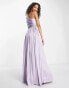 Фото #4 товара Anaya Bridesmaid satin one shoulder thigh split dress in lilac