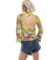 Reclaimed Vintage Limited Edition crochet flower long sleeve top in green