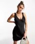 Фото #1 товара Flounce London mini slip dress in black