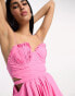 Фото #2 товара ASOS DESIGN Cotton pleat detail corset prom mini dress with cut out detail in pink