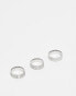 Фото #1 товара ASOS DESIGN 3 pack stainless steel embossed band rings in brushed silver tone