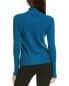 Forte Cashmere Rib Zip Mock Cashmere Sweater Women's Blue S