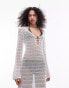 Topshop knitted shell embellished beach dress in white