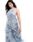 ASOS DESIGN Curve lace insert halter tiered maxi dress with circle trim in vintage floral print