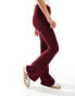 Фото #7 товара Bershka high waisted sculpting jersey flared trousers in burgundy