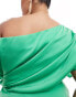 Фото #4 товара ASOS DESIGN Curve exclusive satin off shoulder mini dress in green