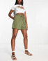 New Look tie waist shorts in khaki