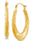 ფოტო #1 პროდუქტის Small Textured Swirl Hoop Earrings in 14k Gold