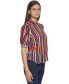 ფოტო #3 პროდუქტის Women's Striped Elbow-Sleeve Blouse