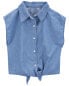 Kid Button-Up Tie-Front Chambray Top 4