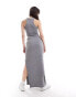 Фото #2 товара Miss Selfridge rib halter neck midi dress in grey marl