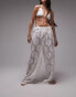 Topshop lace wide leg beach trousers in white