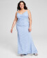 ფოტო #1 პროდუქტის Trendy Plus Size Glitter-Knit Ruched Gown