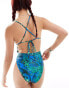 Reclaimed Vintage cutout swimsuit in blue animal print