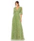 ფოტო #1 პროდუქტის Women's Floral Ruffle Detail Long V-Neck Gown