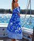 Women's Blue Floral Off-Shoulder Maxi Beach Dress