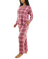 ფოტო #16 პროდუქტის Women's 2-Pc. Printed Henley Pajamas Set