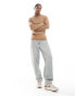 Brave Soul cotton ribbed roll neck jumper in tan