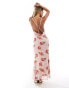 Фото #1 товара ASOS DESIGN strappy cami maxi dress in pink polka dot rose print