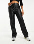 Фото #2 товара ASOS DESIGN faux leather seam detailed straight leg trouser in grey