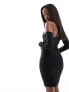 Фото #7 товара Vesper bardot long sleeve mini dress in black