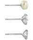 ფოტო #3 პროდუქტის 3-Pc. Cubic Zirconia & Cultured Freshwater Pearl (7mm) Stud Earrings in Sterling Silver, Created for Macy's