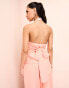 ASOS LUXE halter neck tailored waist coat with bow back detail in peach Оранжевый, 46 - фото #4