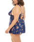 Фото #2 товара Plus Size Naeva Printed Babydoll with Wide Scallop Lace Details
