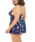 Plus Size Naeva Printed Babydoll with Wide Scallop Lace Details