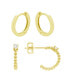 ფოტო #1 პროდუქტის High Polished Duo Hoop Earring Set, Gold Plate