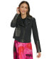 Фото #4 товара Women's Faux-Leather-Accent Moto Jacket