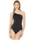 Фото #3 товара Michael Kors 291071 Essentials One Shoulder Large Logo Ring Swimsuit size 6