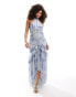 ASOS DESIGN lace insert halter tiered maxi dress with circle trim in vintage floral print