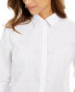 Charter Club Women's Faux Pearl Shirt Long Sleeve Bright White M
