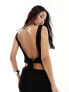 Фото #7 товара Miss Selfridge knit rib tie back open vest top in black