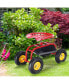 Фото #4 товара Red/Green Garden Cart Rolling Work Seat With Heavy Duty Tool Tray Gardening Planting-Red