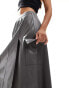 Фото #2 товара ASOS DESIGN faux leather pocket detail pleated midi skirt in grey