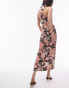 Topshop co-ord midi skirt in floral pink paw print