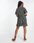 Фото #2 товара QED London tiered smock dress in mono abstract print