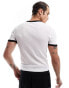 ASOS DESIGN muscle fit ringer t-shirt in white fabric with chest print