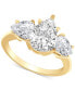 ფოტო #1 პროდუქტის Certified Lab Grown Diamond Pear-Cut Three Stone Engagement Ring (4 ct. t.w.) in 14k Gold