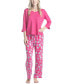 ფოტო #7 პროდუქტის Women's 3/4 Sleeve Top & Boot-Cut Pajama Pants Set