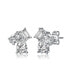 Sterling Silver Cubic Zirconia Three-Stone Cluster Stud Earrings in White Gold Plated or 14k Gold Plated