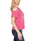 Фото #6 товара Women's Cold-Shoulder Grommet Trim Knit Top