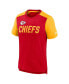 ფოტო #2 პროდუქტის Men's Heathered Red, Heathered Gold Kansas City Chiefs Color Block Team Name T-shirt