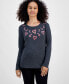 Women's Holiday Lane Candy Cane Twist Long-Sleeve Top, Created for Macy's