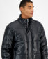 Men's Quilted Faux-Leather Puffer Jacket, Created for Macy's