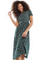 Фото #2 товара Wednesday's Girl smudge spot tiered midi dress in deep green