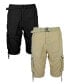 ფოტო #1 პროდუქტის Men's Vintage-Like Cotton Cargo Belted Shorts, Pack of 2