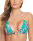 Фото #1 товара Women's Triangle Halter Floral-Print Bikini Top